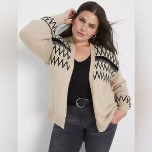 Layne Bryant Cream and Black Knit Cardigan Size 22/24